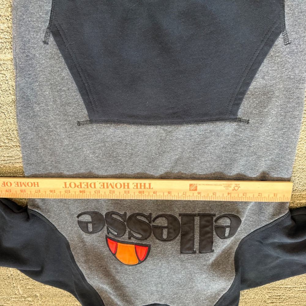 Ellesse Hoodie Gray Black Raglan Sleeve Logo Pullover Casual Athleisure Size S - Picture 6 of 6